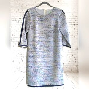 💙 Jade Melody Tam Tweed Fringe Trim Dress